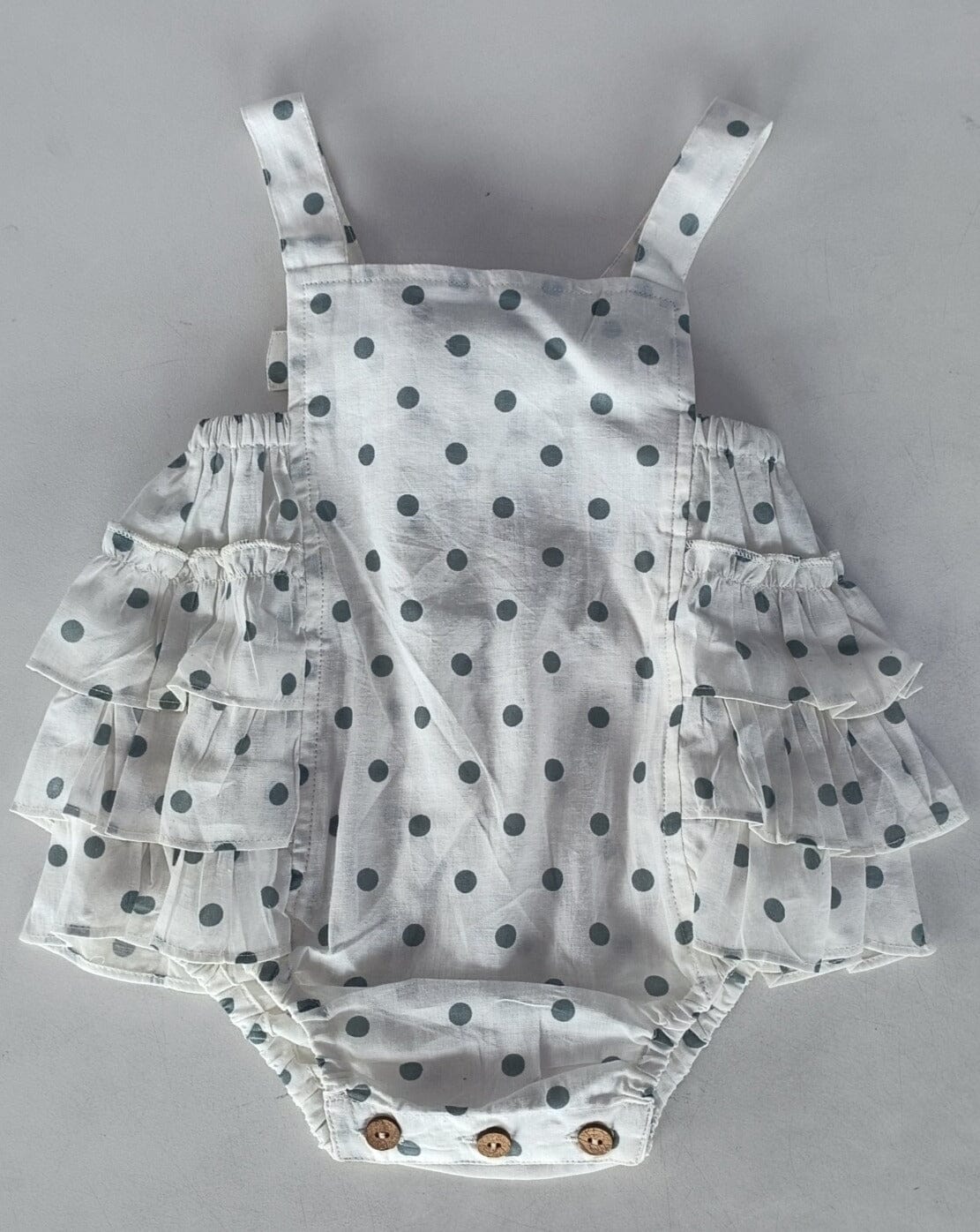 Blue Polka Dot Print Ruffled Romper romper Yo Baby India 