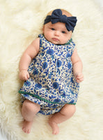 Blue Pottery Inspired Lace Dress And Diaper Cover Dress Yo Baby Wholesale 