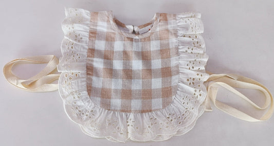 Blush Checkered Print Ruffle Bib infant bib Yo Baby India 