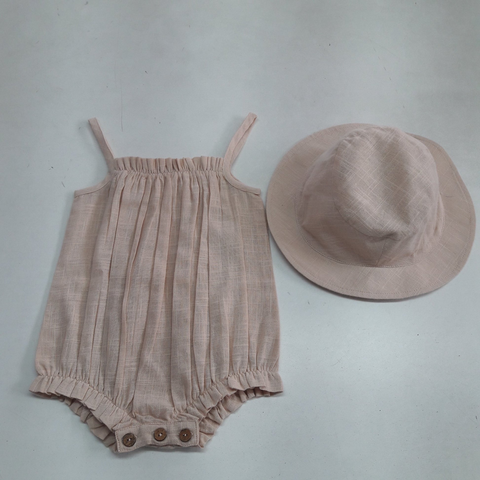 Blush Infant Cotton Romper & Hat Set Dress Yo Baby Wholesale 