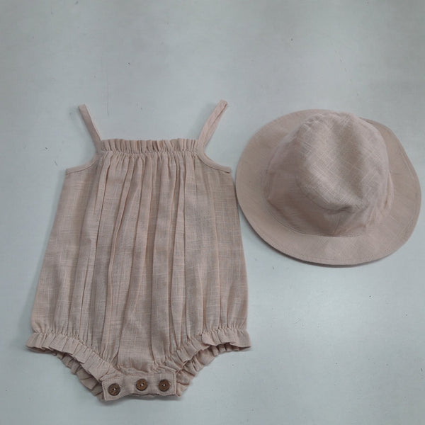 Blush Infant Cotton Romper & Hat Set Dress Yo Baby Wholesale 