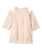 Blush Lace Detail Cold-Shoulder Dress Dress Yo Baby Wholesale 