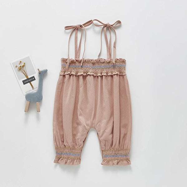 Blush Smocked Jumpsuit Dress Yo Baby Wholesale 