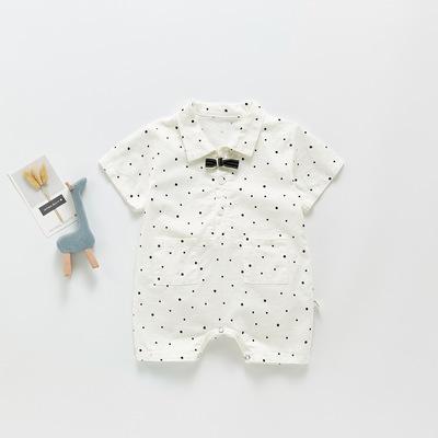 Bow-Tie White Polka Dot Shirt Romper - Boys Dress Yo Baby Wholesale 