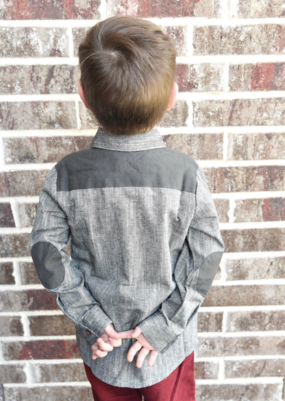 Boys Chambray Shirt - Dark Grey Boys Yo Baby Wholesale 