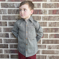 Boys Chambray Shirt - Dark Grey Boys Yo Baby Wholesale 