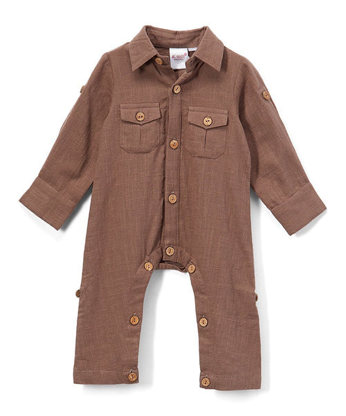 Boys Infant Full Sleeves Romper - Chocolate diaper covers Yo Baby Wholesale 