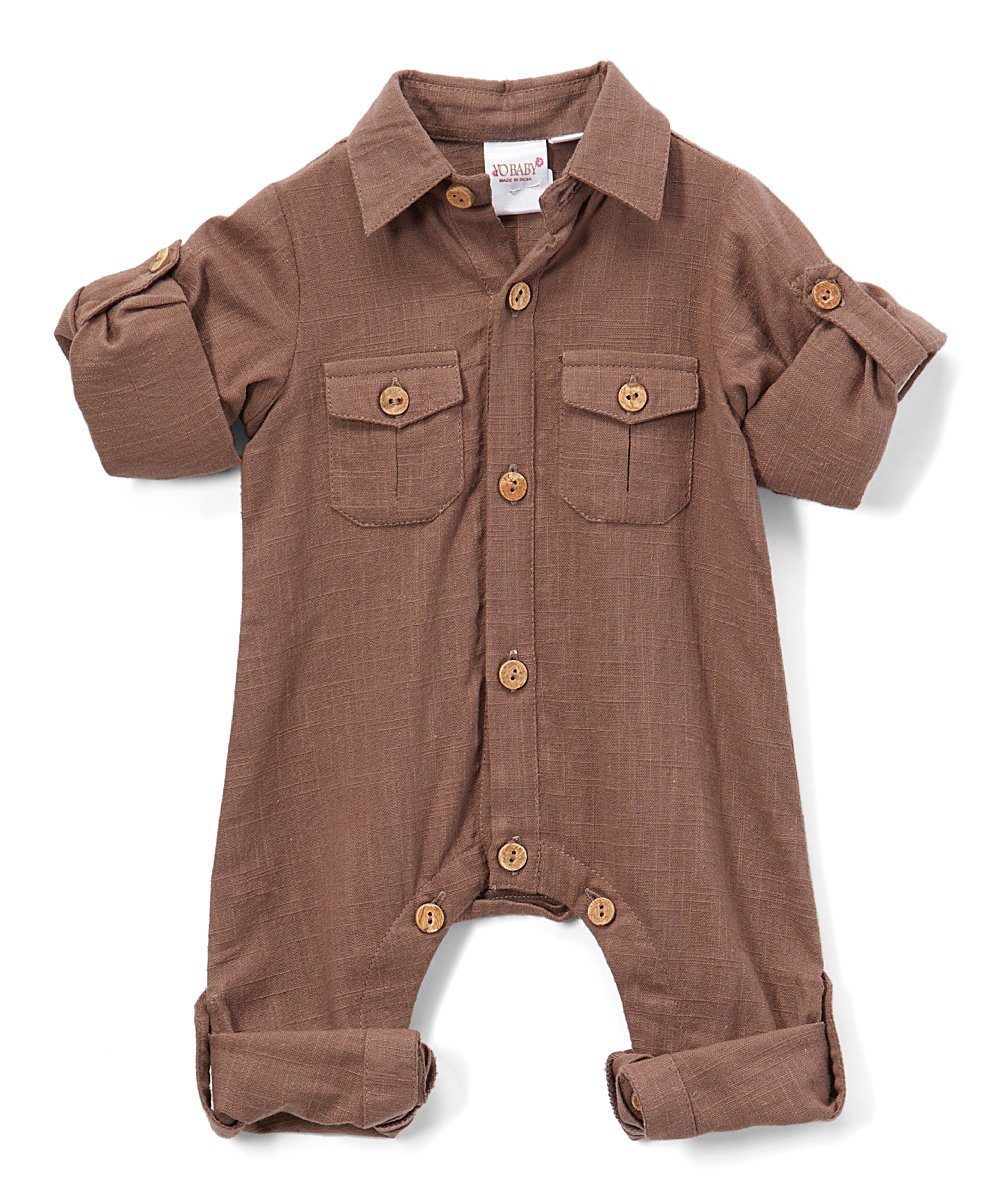 Boys Infant Full Sleeves Romper - Chocolate diaper covers Yo Baby Wholesale 