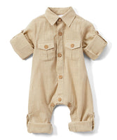 Boys Infant Full Sleeves Romper - Khaki diaper covers Yo Baby Wholesale 