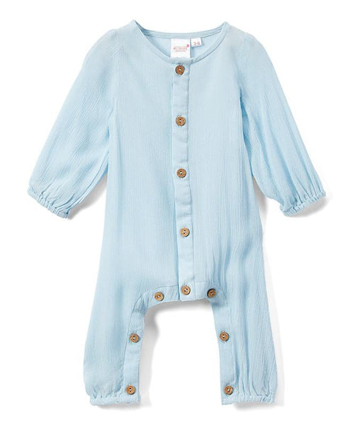 Boys Infant Full Sleeves Romper - Sky Blue - Newborn/Infant Dress Yo Baby Wholesale 