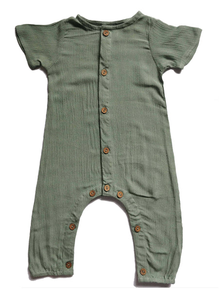 Boys Infant Half Sleeves Romper - Sage diaper covers Yo Baby Wholesale 