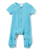 Boys Infant Half Sleeves Romper - Turquoise diaper covers Yo Baby Wholesale 