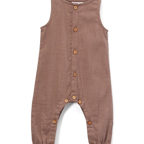 Boys Infant Sleeveless Romper - Chocolate