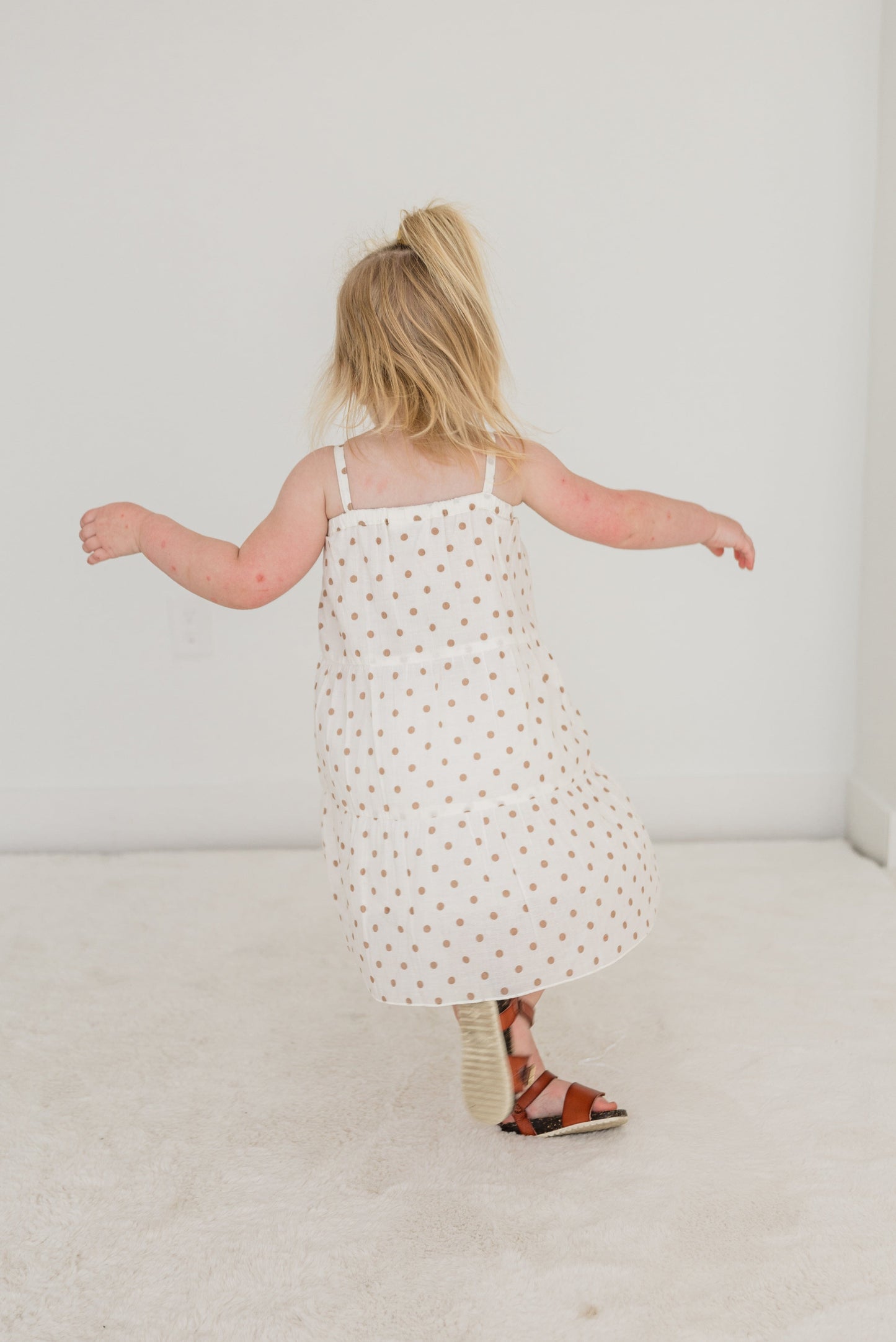 Brown Polka Dot Print Tiered Dress dress & diaper cover Yo Baby India 