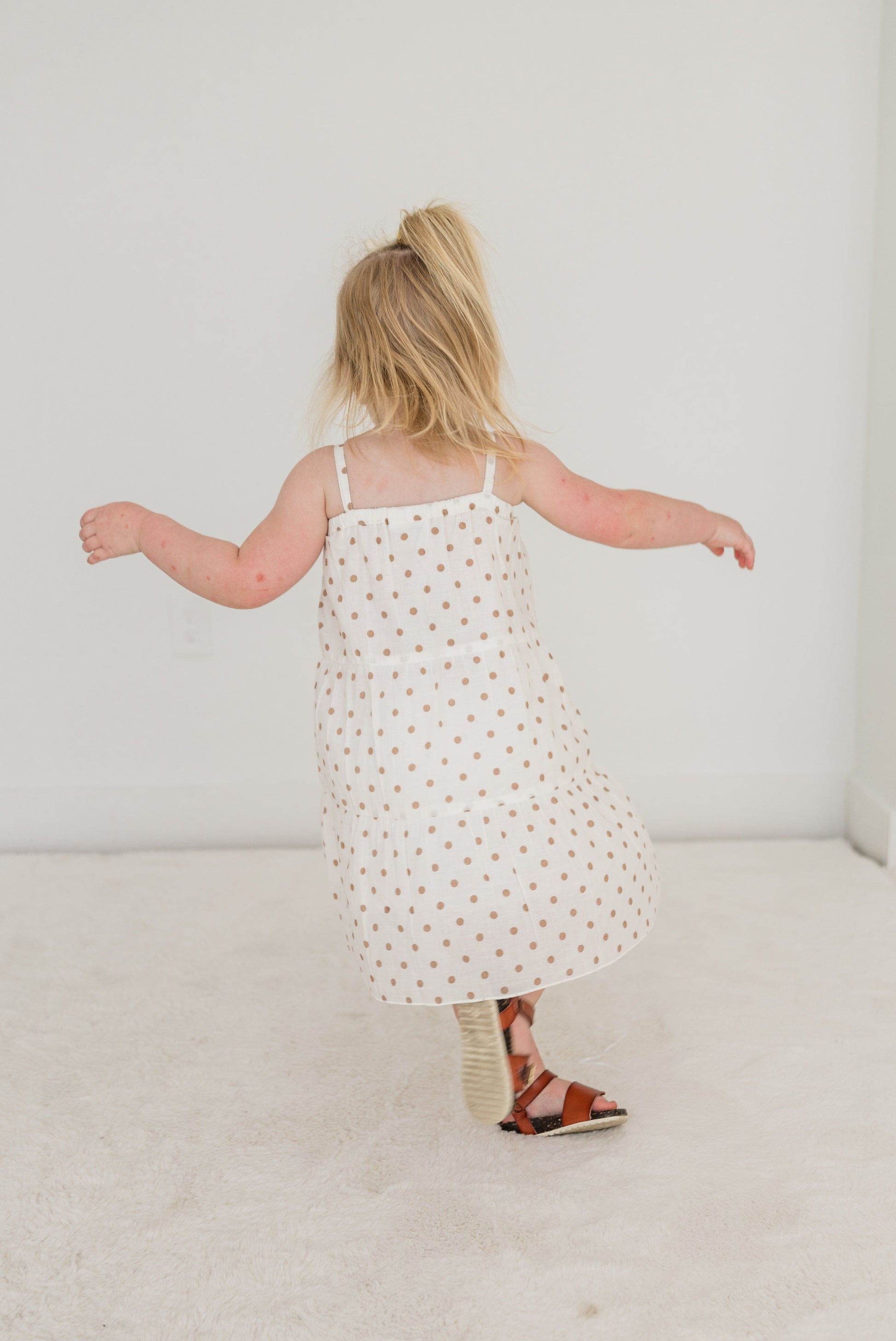 Brown Polka Dot Print Tiered Dress dress & diaper cover Yo Baby India 