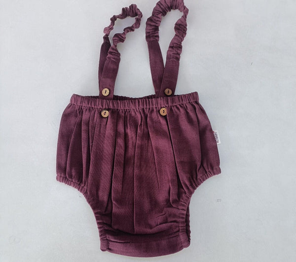 Burgundy Color Suspender Shorts-Style Diaper Cover Yo Baby India 
