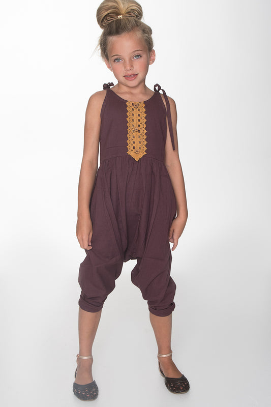 Burgundy Jumpsuit with Lace Detail Dress Yo Baby Wholesale 