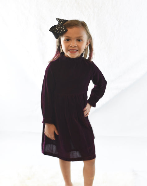 Burgundy Velvet Shimmer Dress Dress Yo Baby Wholesale 
