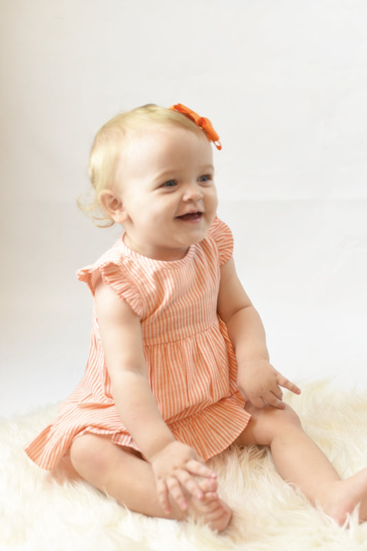 Candy Flutter-Sleeve Dress With Belt-Tie & Diaper Cover Set Sun Dress Yo Baby Wholesale 