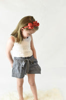 Chambray Collared Top & Shorts Set Dress Yo Baby Wholesale 