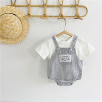 Checked Overalls & T-Shirt Set Dress Yo Baby Wholesale 