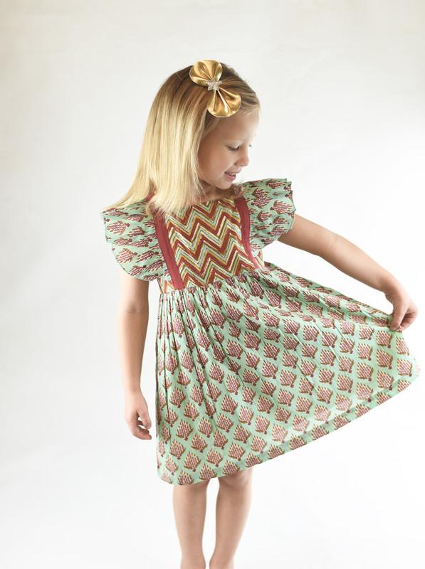 Chevron & Floral Printed Angel Dress Dress Yo Baby Wholesale 