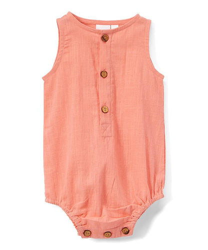 Coral Infant Sleeveless Romper - Unisex romper Yo Baby Wholesale 