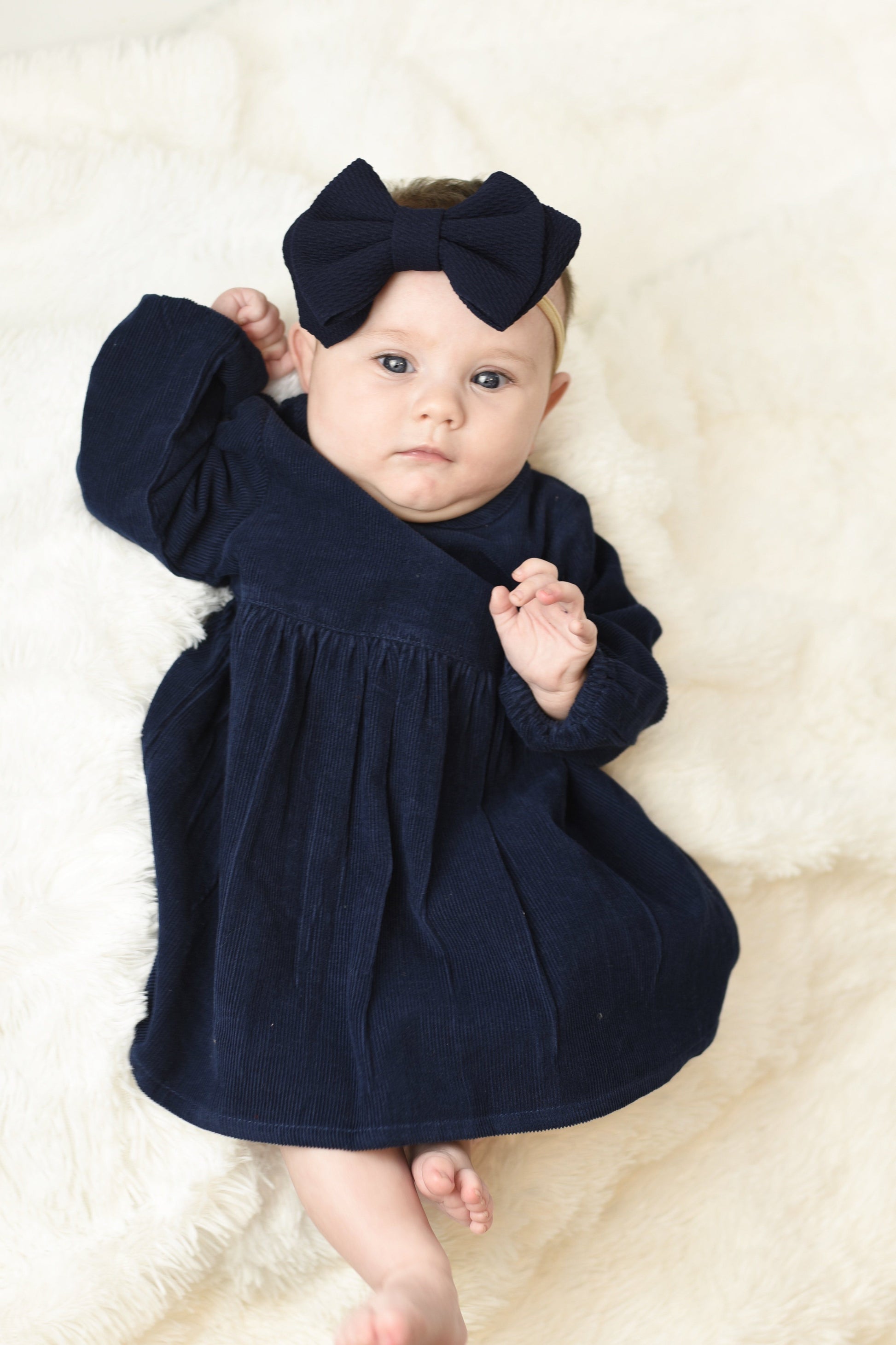 Corduroy Empire Waist Dress - Navy Yo Baby India Corduroy Empire Waist Dress - Navy Yo Baby India