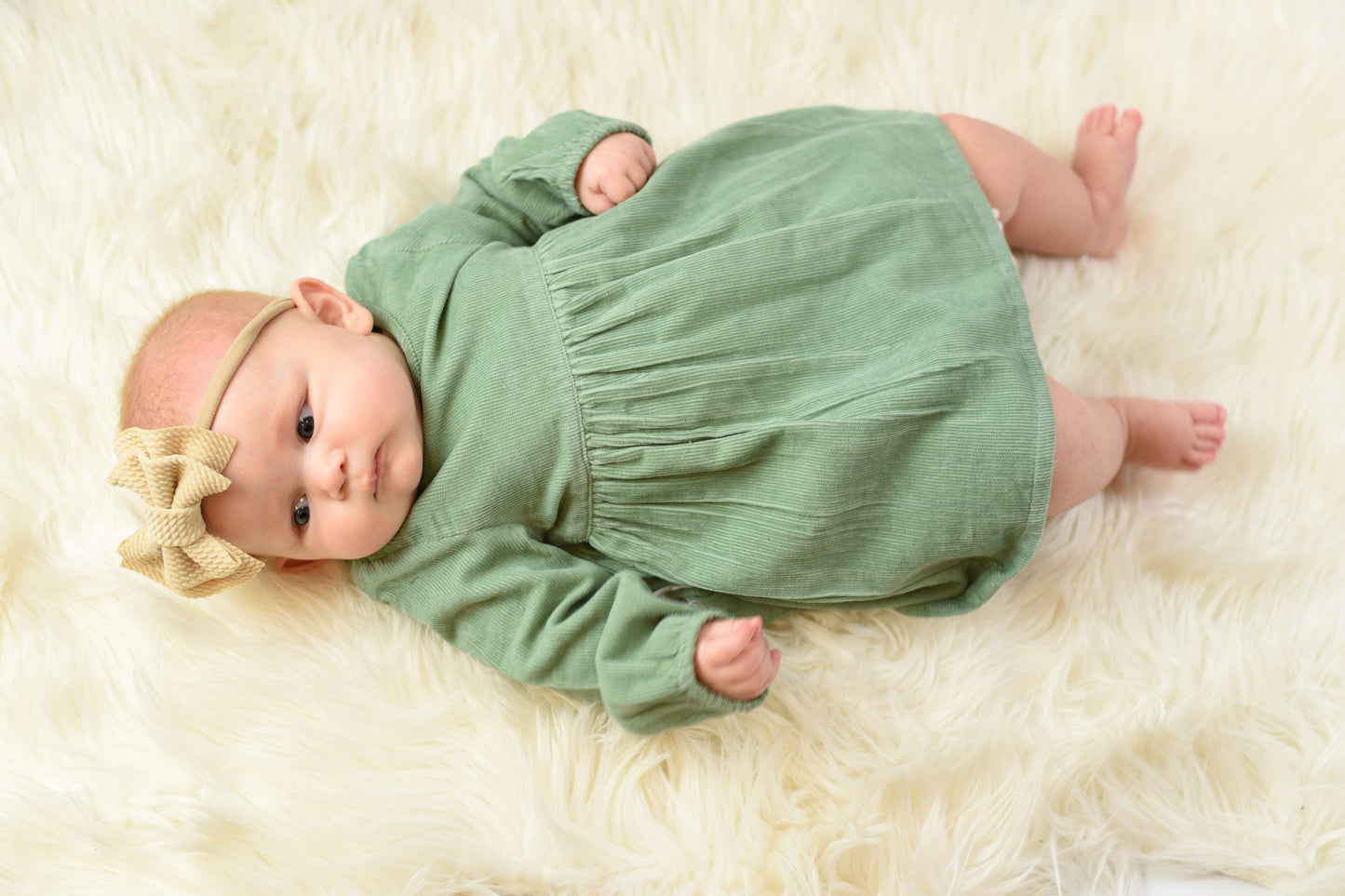 Corduroy Empire Waist Dress - Sage Green Dress Yo Baby Wholesale 