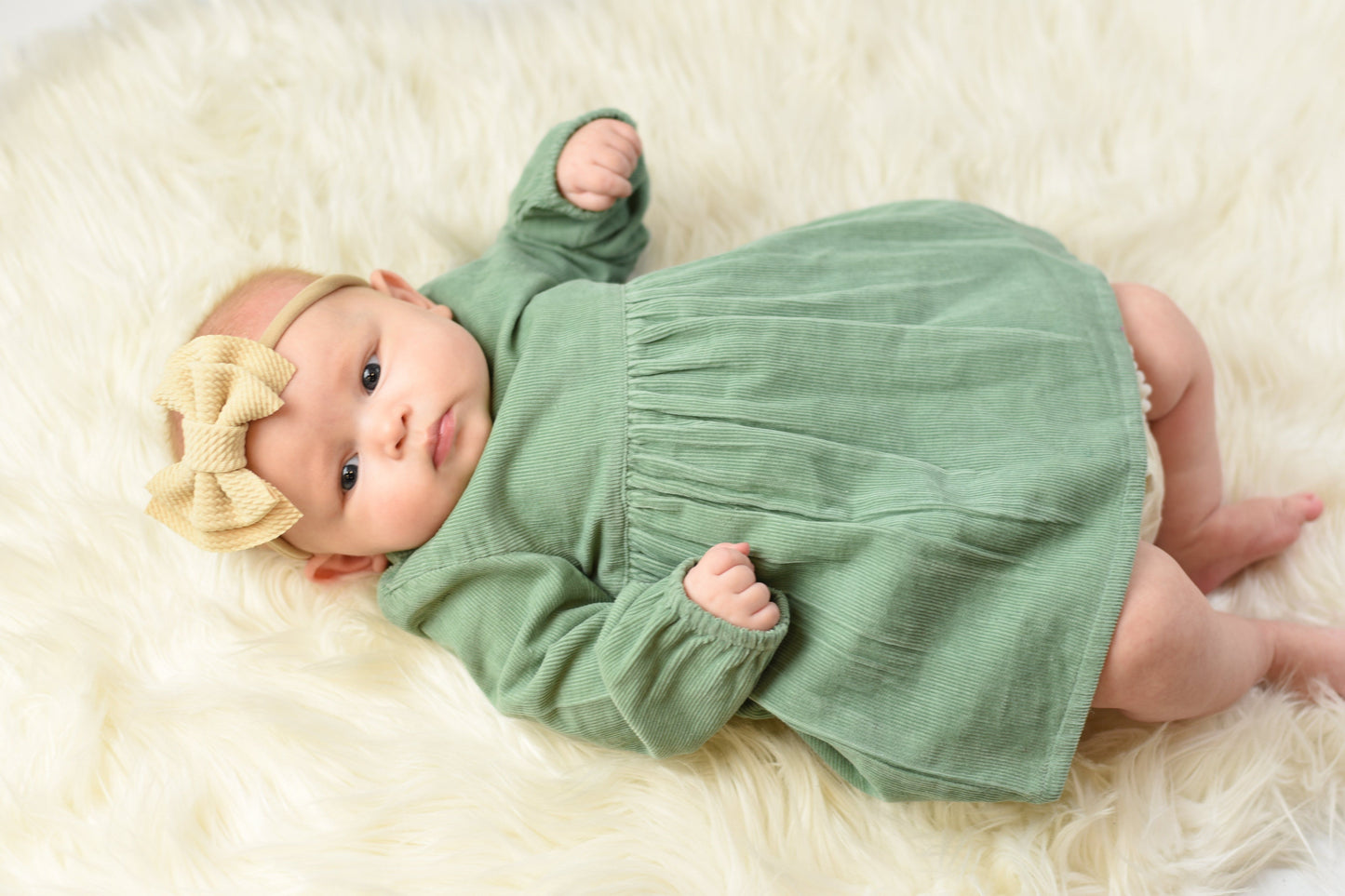 Corduroy Empire Waist Dress - Sage Green Dress Yo Baby Wholesale 