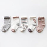 Cotton Socks - Set of 5 Pairs Yo Baby Wholesale 0-2 Years Pink & Beige Set 