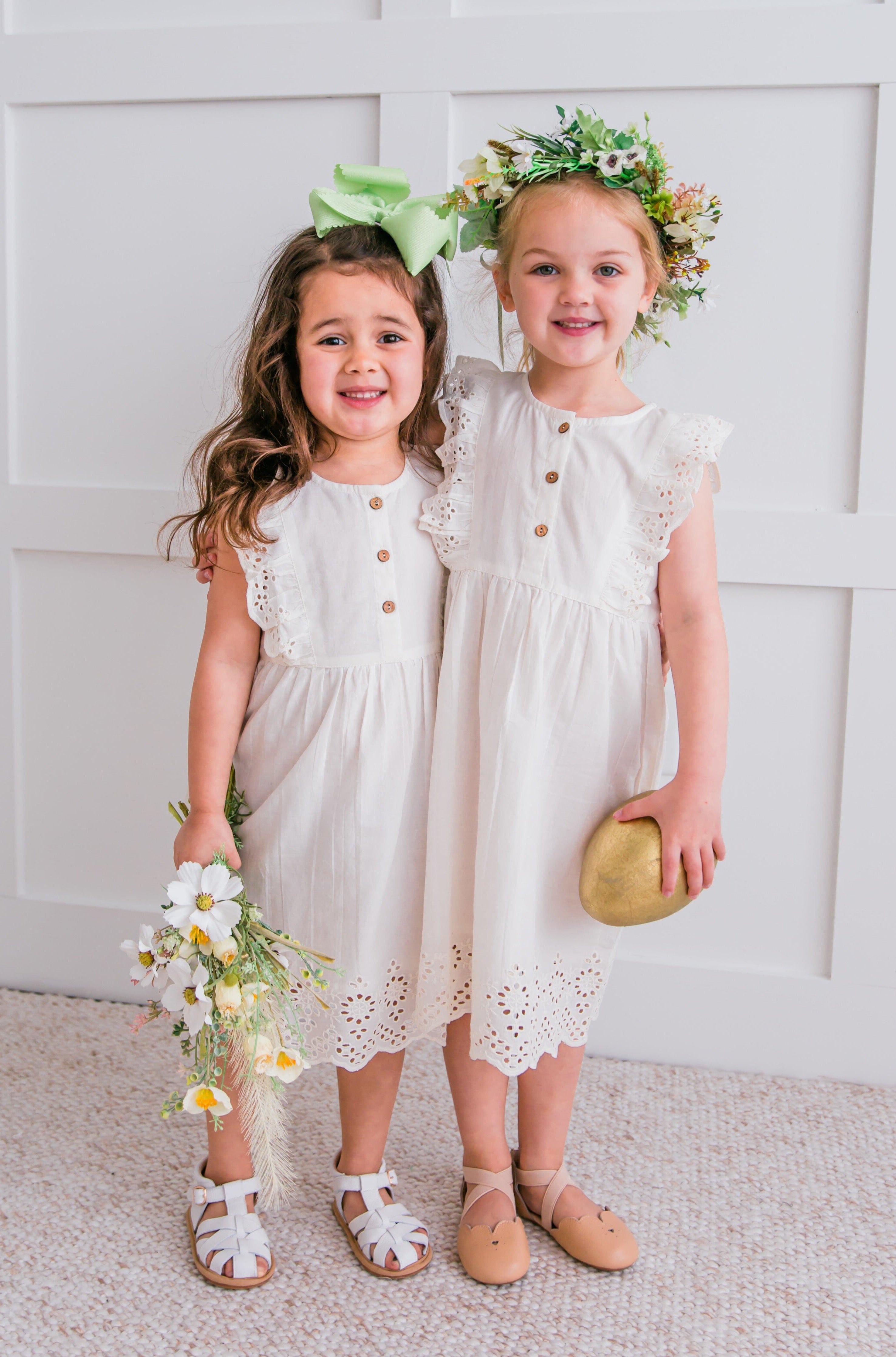 Broderie anglaise flower girl dresses online