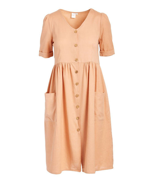 Dusty Pink Fit & Flare Dress Shirt-Dress Yo Baby Wholesale 