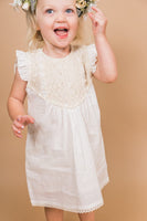 Ecru Flutter Sleeves Dress and Bloomers dress & diaper cover Yo Baby India 