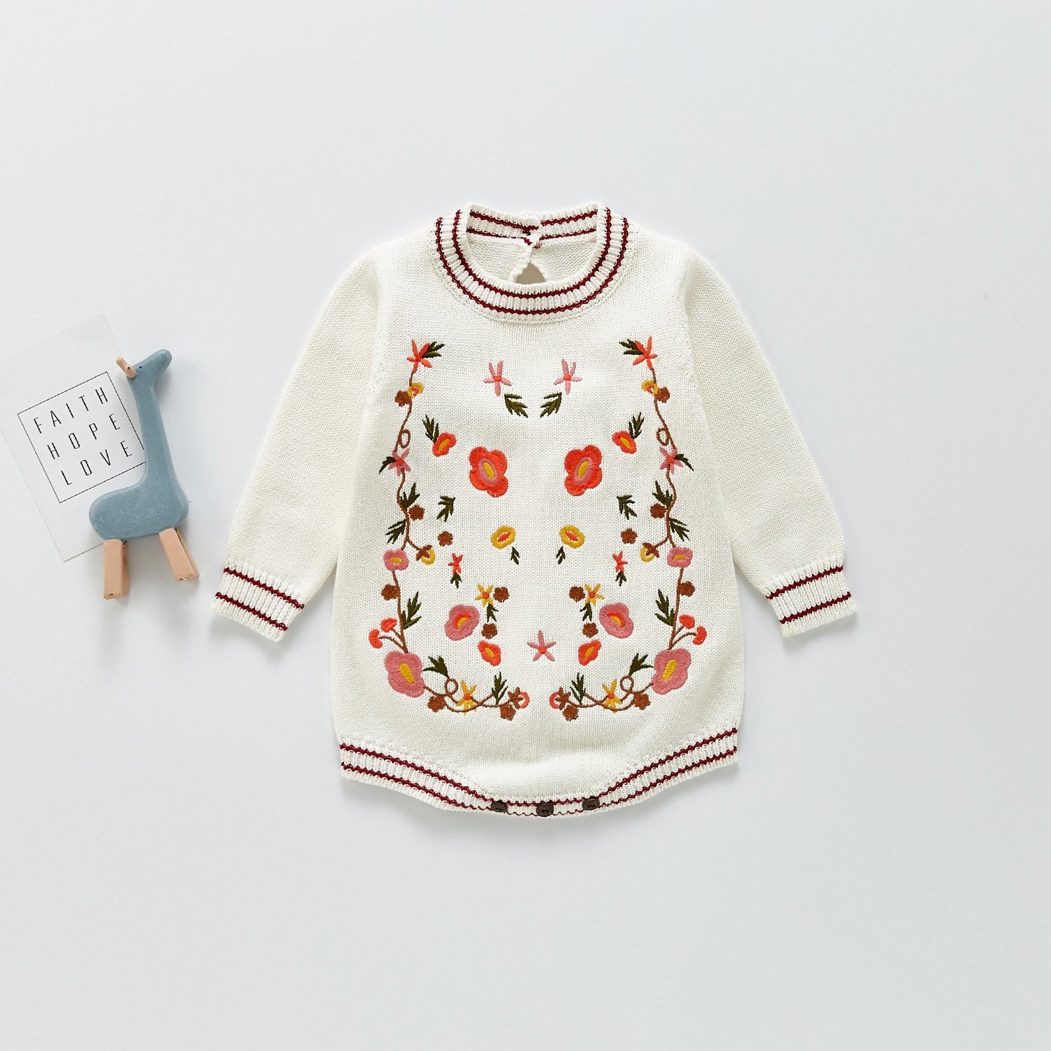 Embroidered Knitted Sweater Dress Yo Baby India 