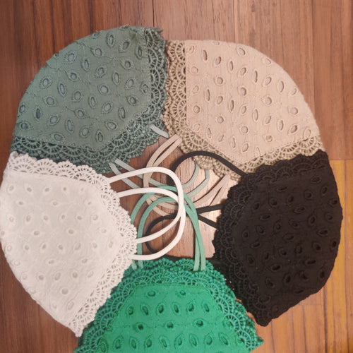 Embroidered & Lace Face Mask Reversible - Adult Size