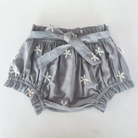 Floral Embroidery Grey Color Shorts-Style Diaper Cover With Belt Yo Baby India 
