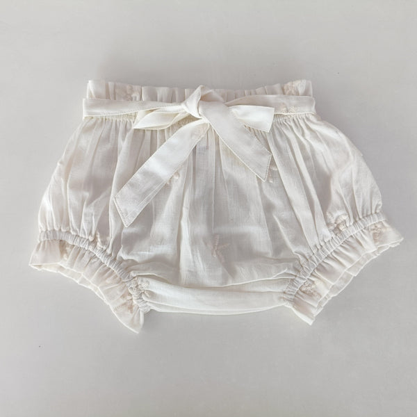 Floral Embroidery Off-White Color Shorts-Style Diaper Cover With Belt Yo Baby India 