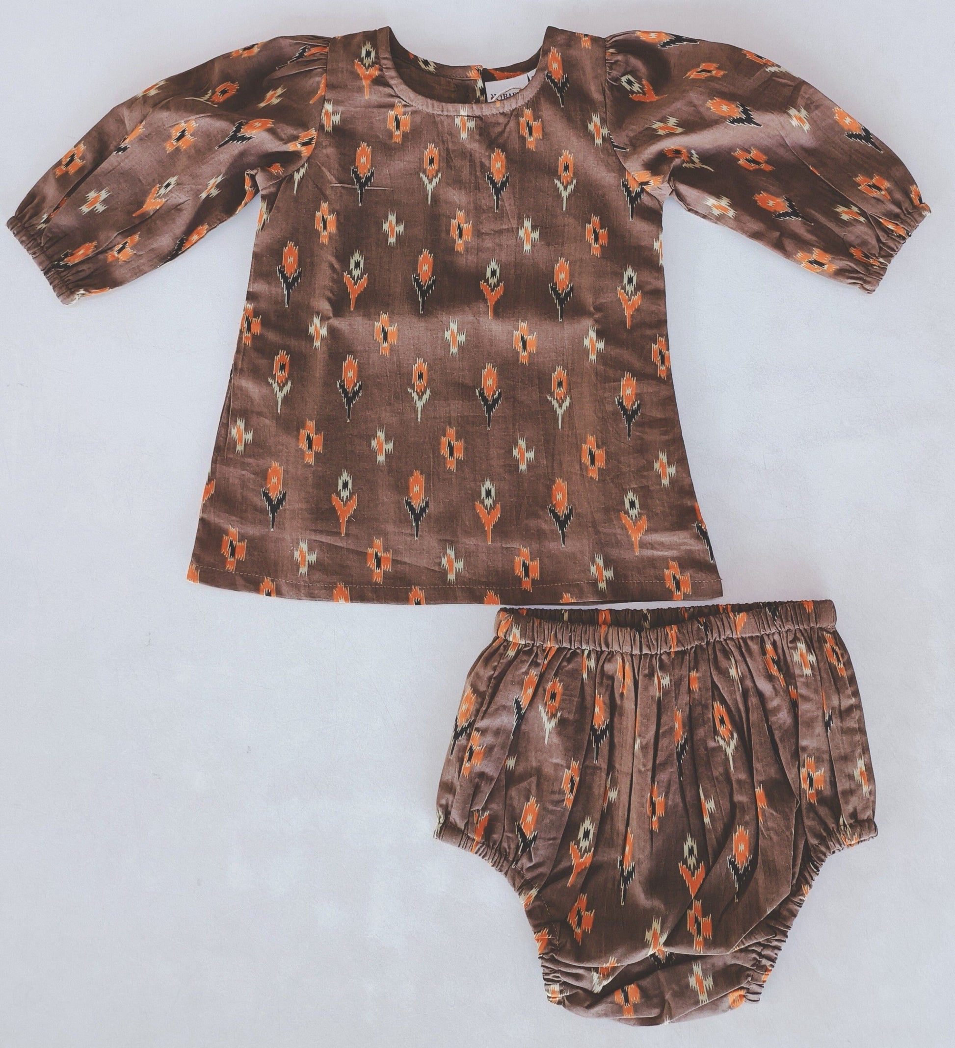 Floral Printed Long Sleeve Dress & Diaper Cover Set dress & diaper cover Yo Baby India 