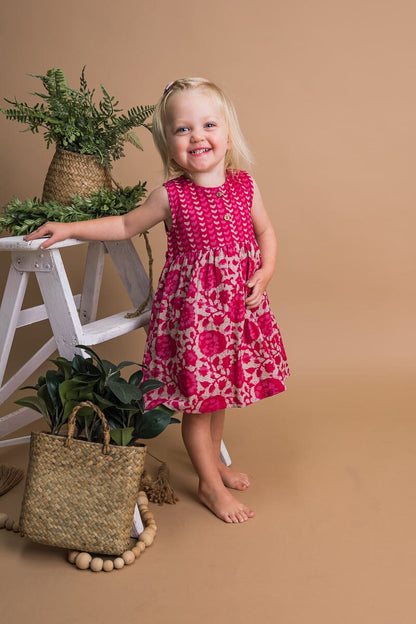 Floral Shift Dress With Drawstring Detail & Diaper Cover Set dress & diaper cover Yo Baby India 