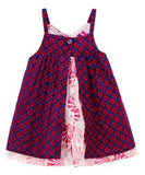 Fuchsia and Navy Geometric Print Printed Slip Dress Dress Yo Baby Wholesale 