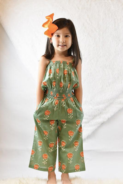 Green Floral Top & Pants Set Dress Yo Baby Wholesale 