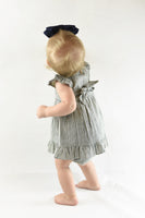 Grey Angel Sleeves Pin Stripe Dress With Matching Bloomer Dress Yo Baby Wholesale 