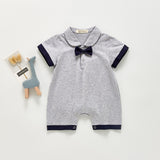Grey & Black Bow-Tie Collared T-Shirt Romper - Boys Dress Yo Baby Wholesale 