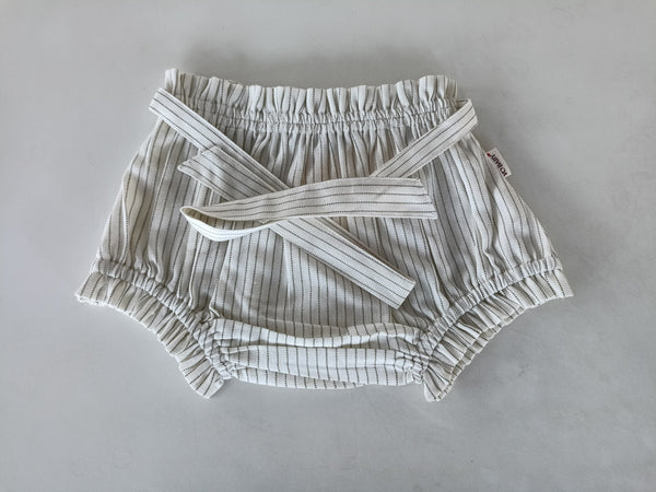 Grey Dot Striped Shorts-Style Diaper Cover With Belt Yo Baby India 