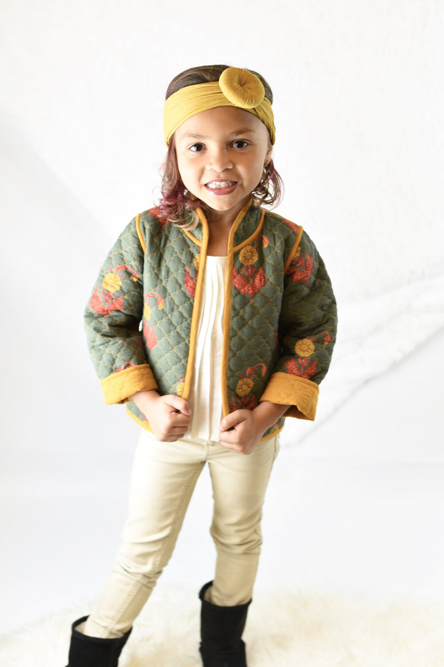 Grey Floral & Mustard Reversible Jacket