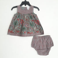 Grey Forest Print Sweetheart Dress With Matching Diaper Cover Dress Yo Baby Wholesale 