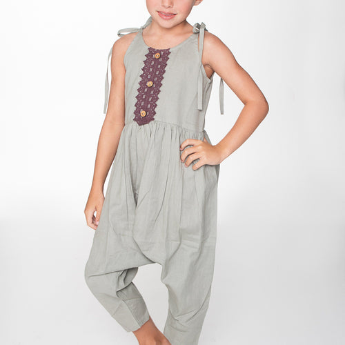 Grey Jumpsuit with Lace Detail