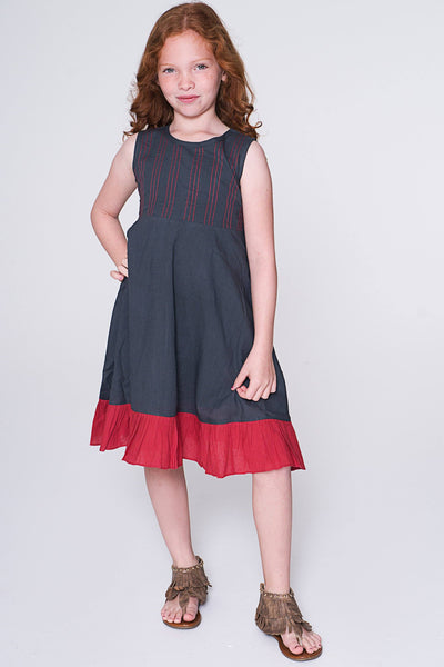 Grey & Red Contrast Stitch Shift Dress Dress Yo Baby Wholesale 