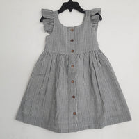 Grey Stripes Flutter Sleeves Dress Dress Yo Baby Wholesale 